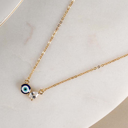 Evil Eye DuoStone 925 Silver Necklace