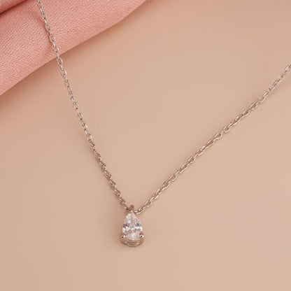 Teardrop Solitaire 925 Sterling Silver Necklace