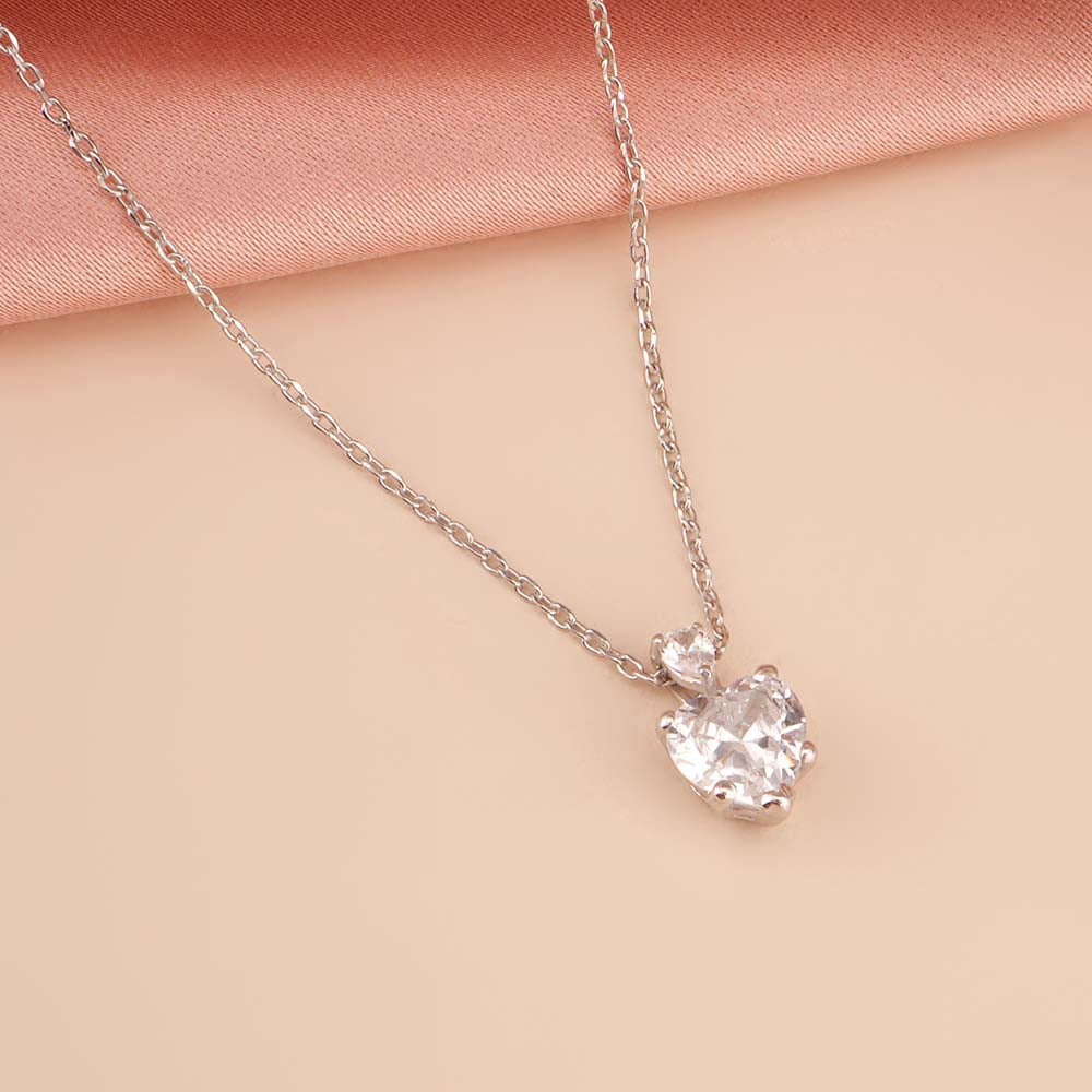Heart-Cut Solitaire 925 Sterling Silver Necklace