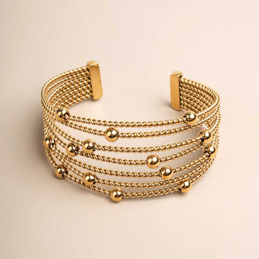 Sleek Gold Beaded Bracelet