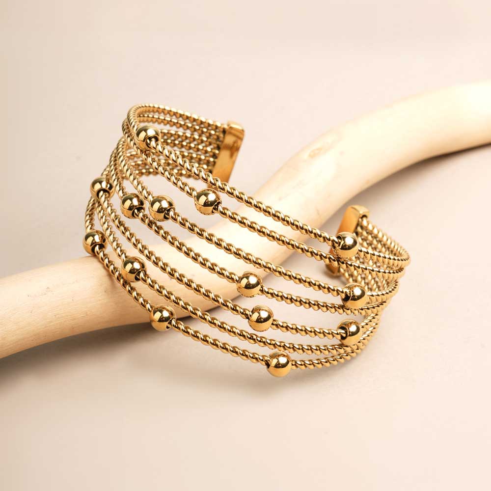 Sleek Gold Beaded Bracelet