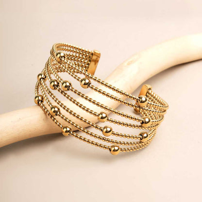 Sleek Gold Beaded Bracelet