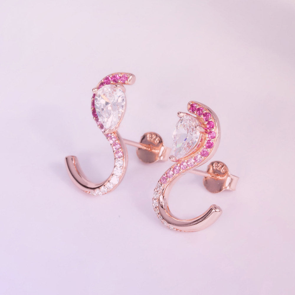 Crimson Swan 925 Sterling Silver Rose Gold Studs