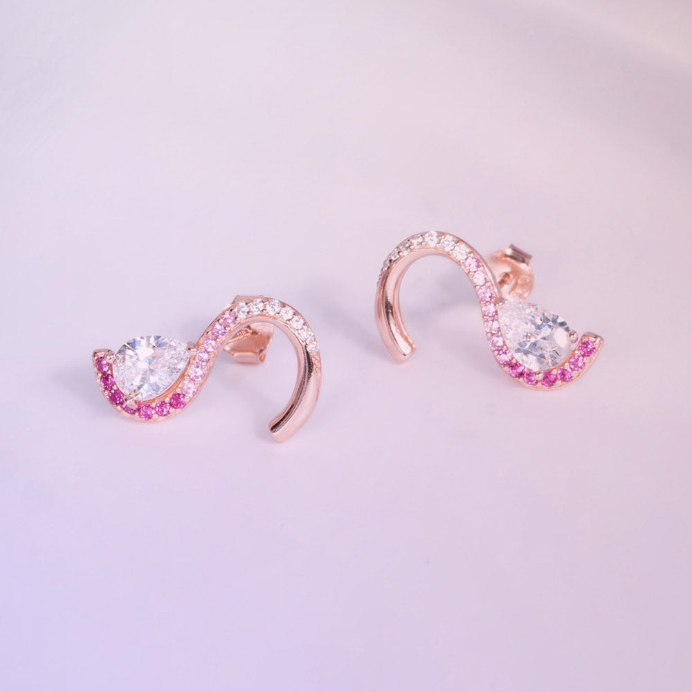 Crimson Swan 925 Sterling Silver Rose Gold Studs