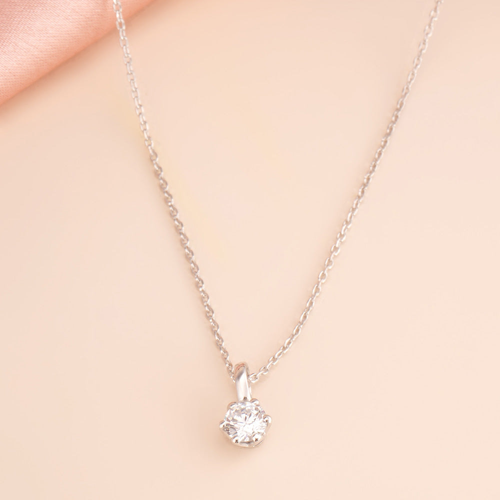 Hexa Halo Diamond 925 Sterling Silver Necklace