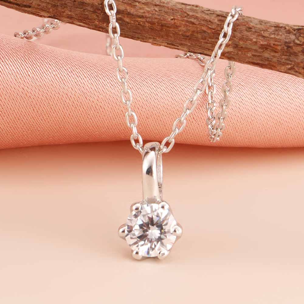 Hexa Halo Diamond 925 Sterling Silver Necklace