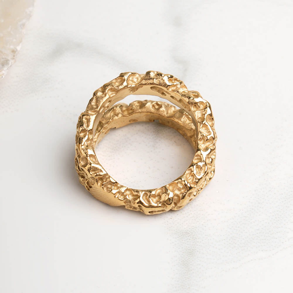 Double Layer Rock Texture Ring