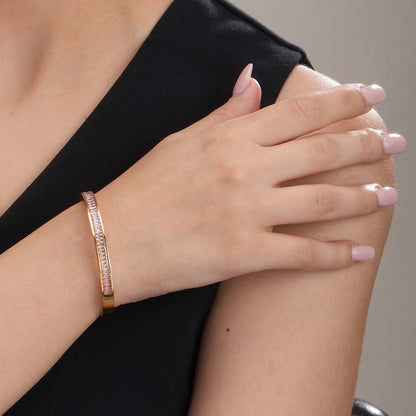 Pink Quartz Necklace & Pink Enchantment Bangle Bracelet Combo Set