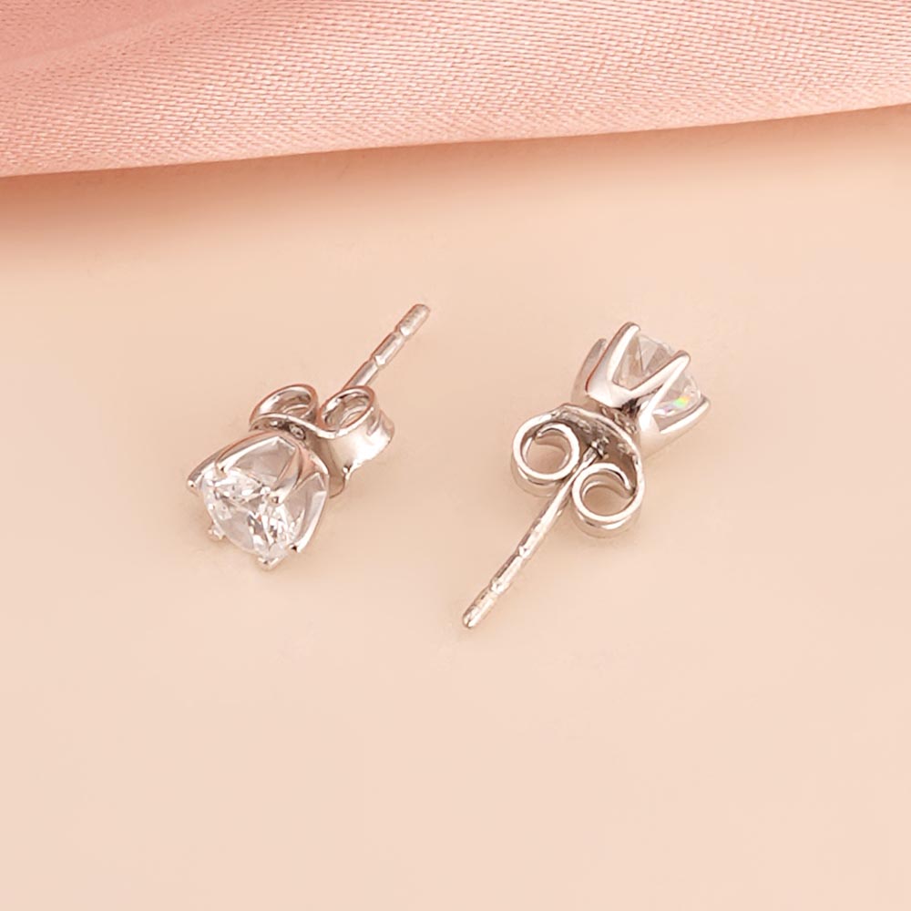 Classic Floral Cubic Zirconia 925 Sterling Silver Studs