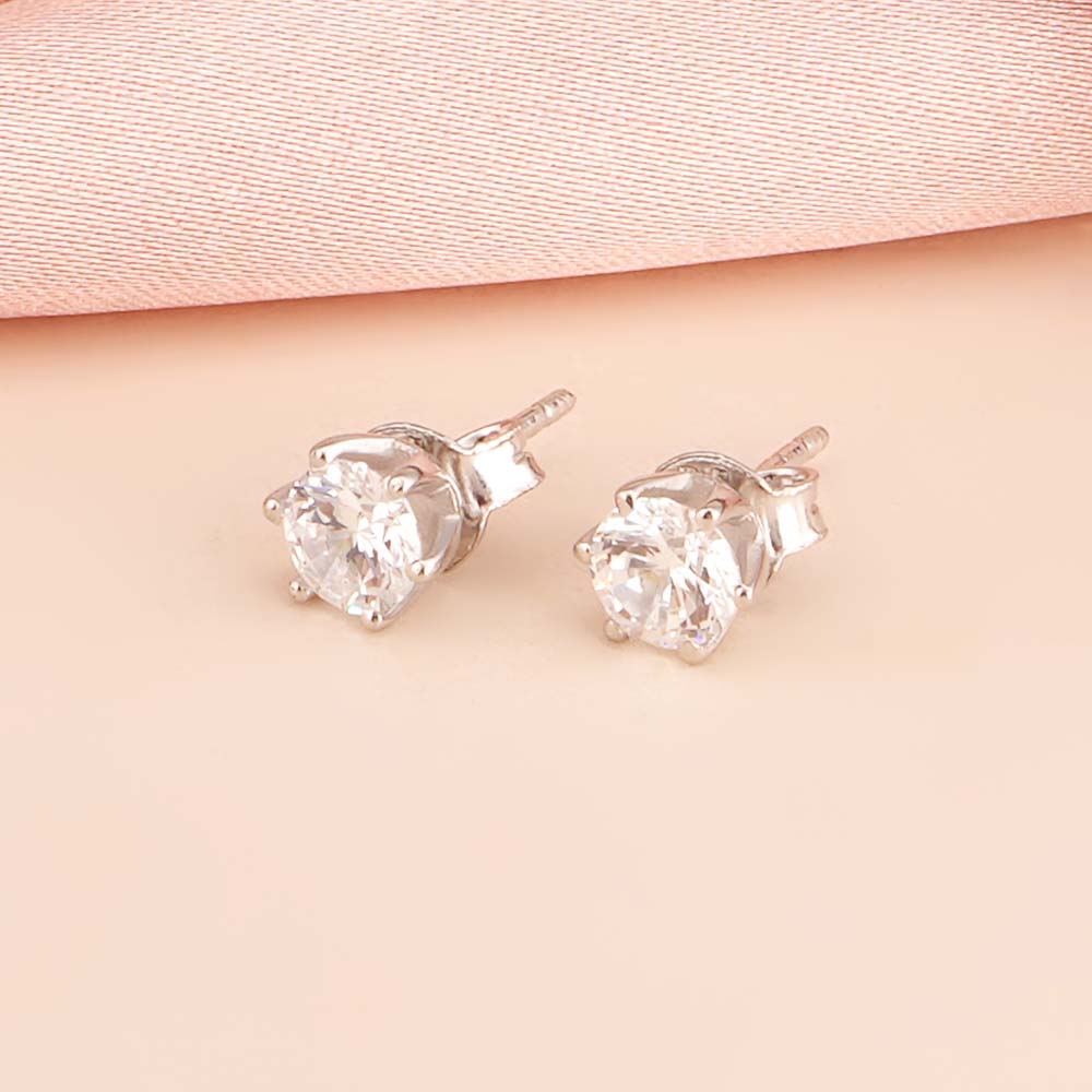 Classic Floral Cubic Zirconia 925 Sterling Silver Studs