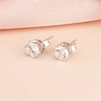 Classic Floral Cubic Zirconia 925 Sterling Silver Studs