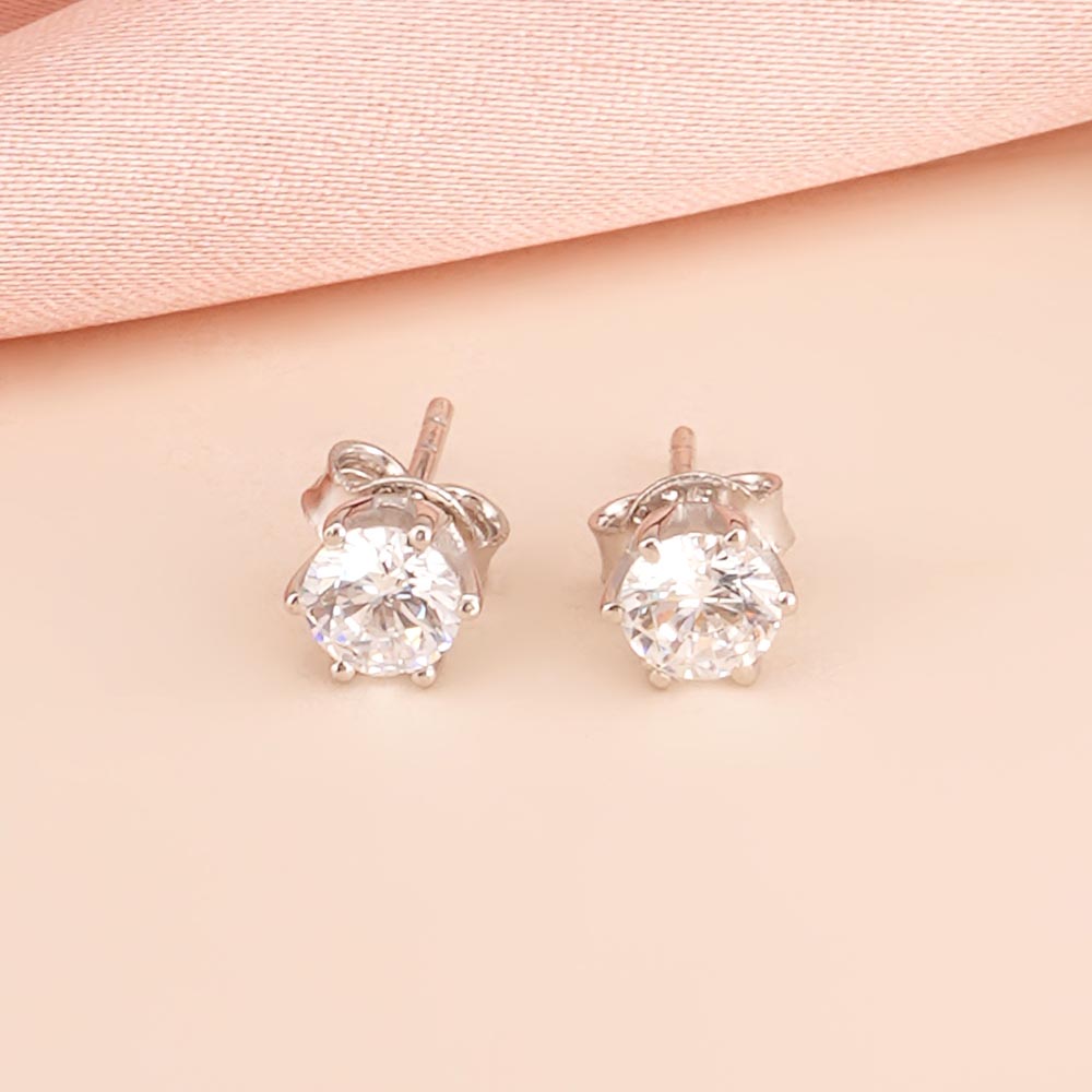 Classic Floral Cubic Zirconia 925 Sterling Silver Studs