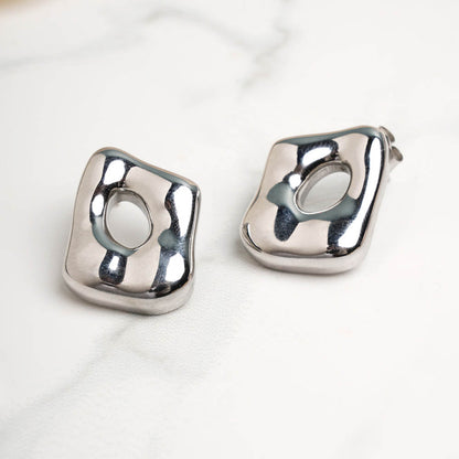 Silver Statement Stud Earrings