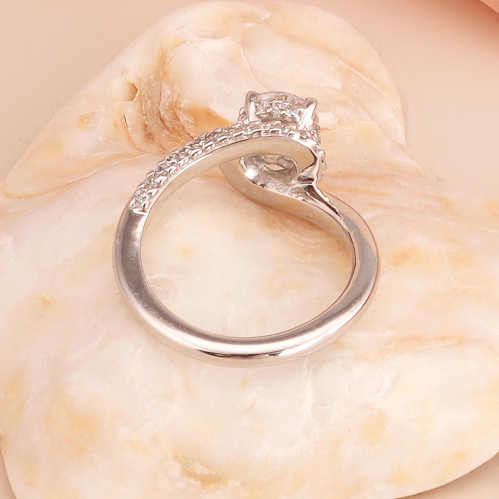 Cushion-Cut Halo 925 Sterling Silver Ring