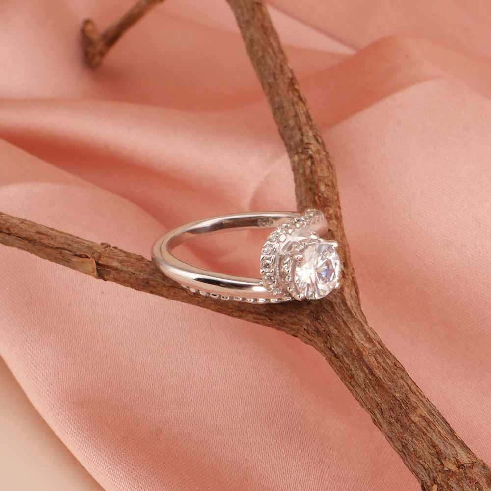 Cushion-Cut Halo 925 Sterling Silver Ring
