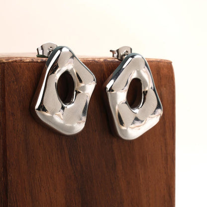 Silver Statement Stud Earrings