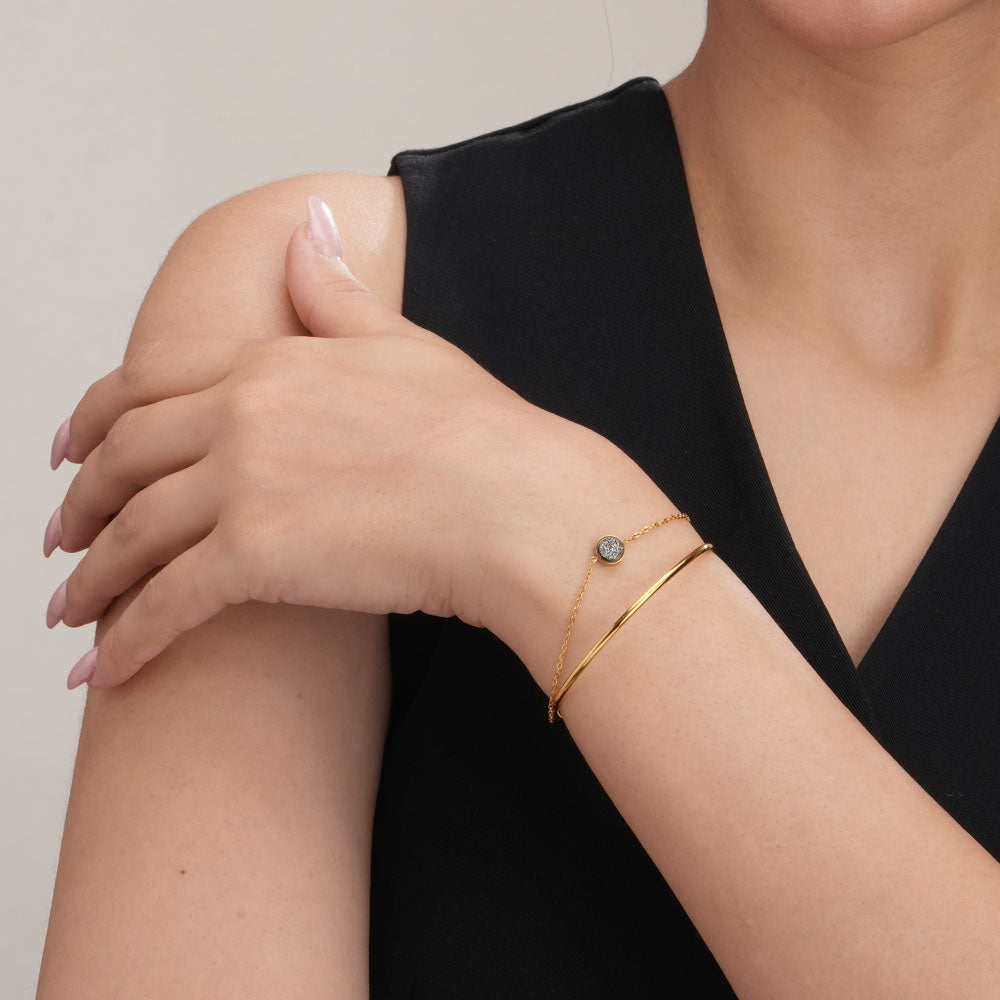 Double Layer Stone Cuff Bracelet