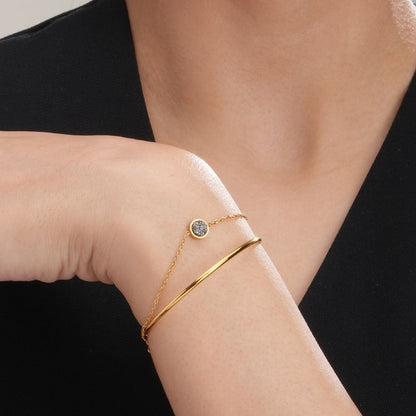 Double Layer Stone Cuff Bracelet