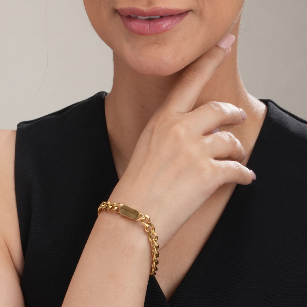 Small Bar Bracelet & Classic Textured Hoops Combo Set