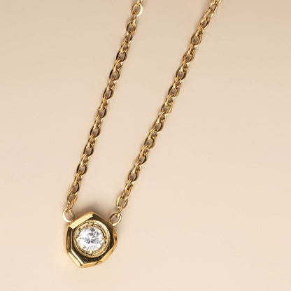 White Gemstone Gold Chain Necklace