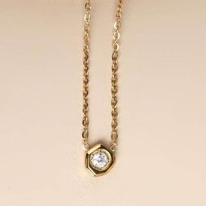 White Gemstone Gold Chain Necklace