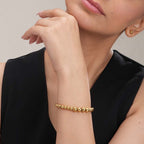 Classic Textured Hoops & Gold Beaded Bracelet Combo Set
