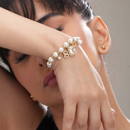 White Elegance Pearl Chain Bracelet