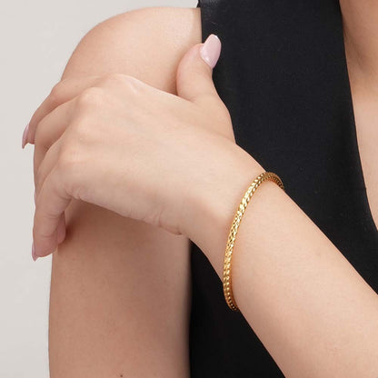 Gold Plated Circle Hammered Buddhist Bracelet