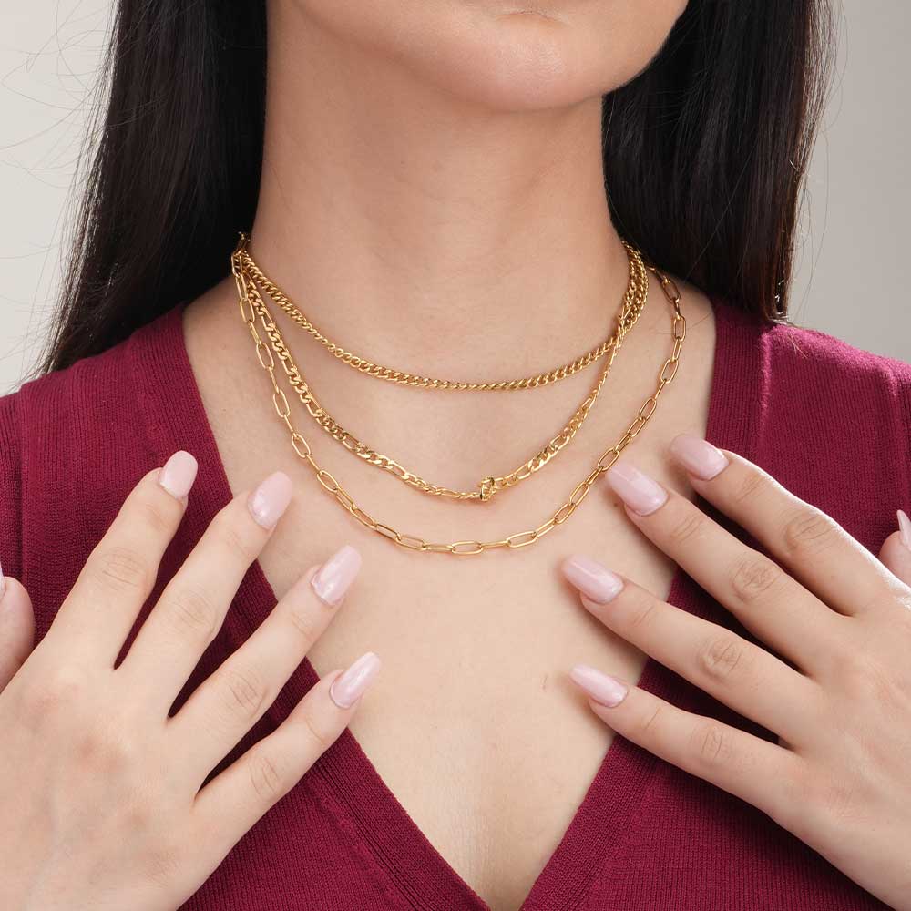 Layered Link Gold Chain Necklace