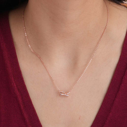 Zircon-Studded Knot Necklace | Rose Gold