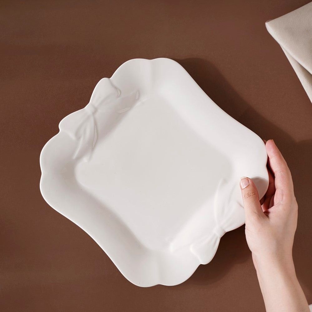 Riona Ceramic Vintage Platter White 9 Inch