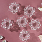Lotus Glass Tea Light Holder Transparent Set Of 6