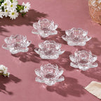 Lotus Glass Tea Light Holder Transparent Set Of 6