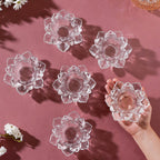 Lotus Glass Tea Light Holder Transparent Set Of 6