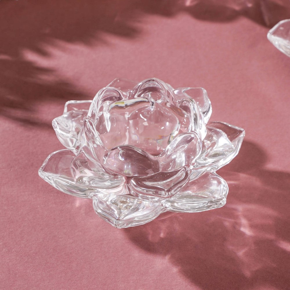 Lotus Glass Tea Light Holder Transparent Set Of 6