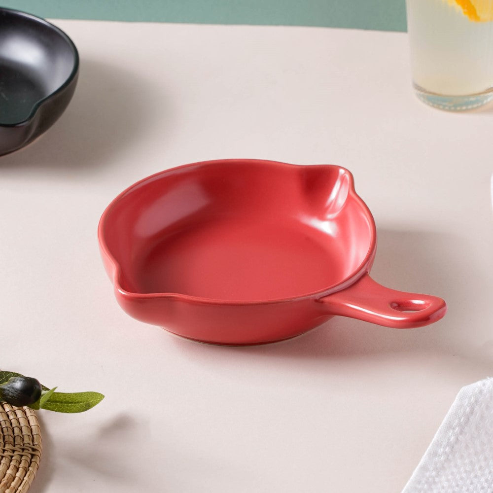 Red Ceramic Dish With Handle