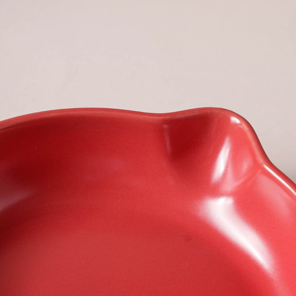 Red Ceramic Dish With Handle