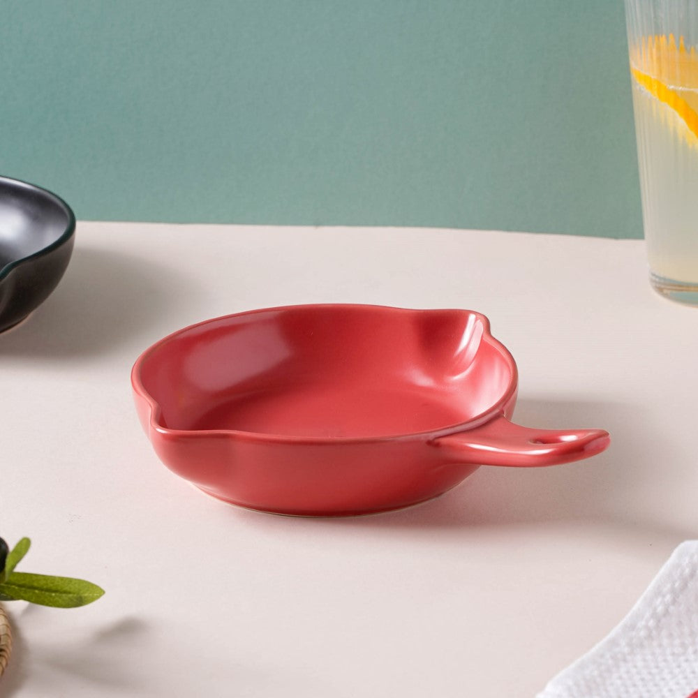 Red Ceramic Dish With Handle