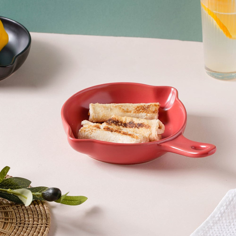 Red Ceramic Dish With Handle