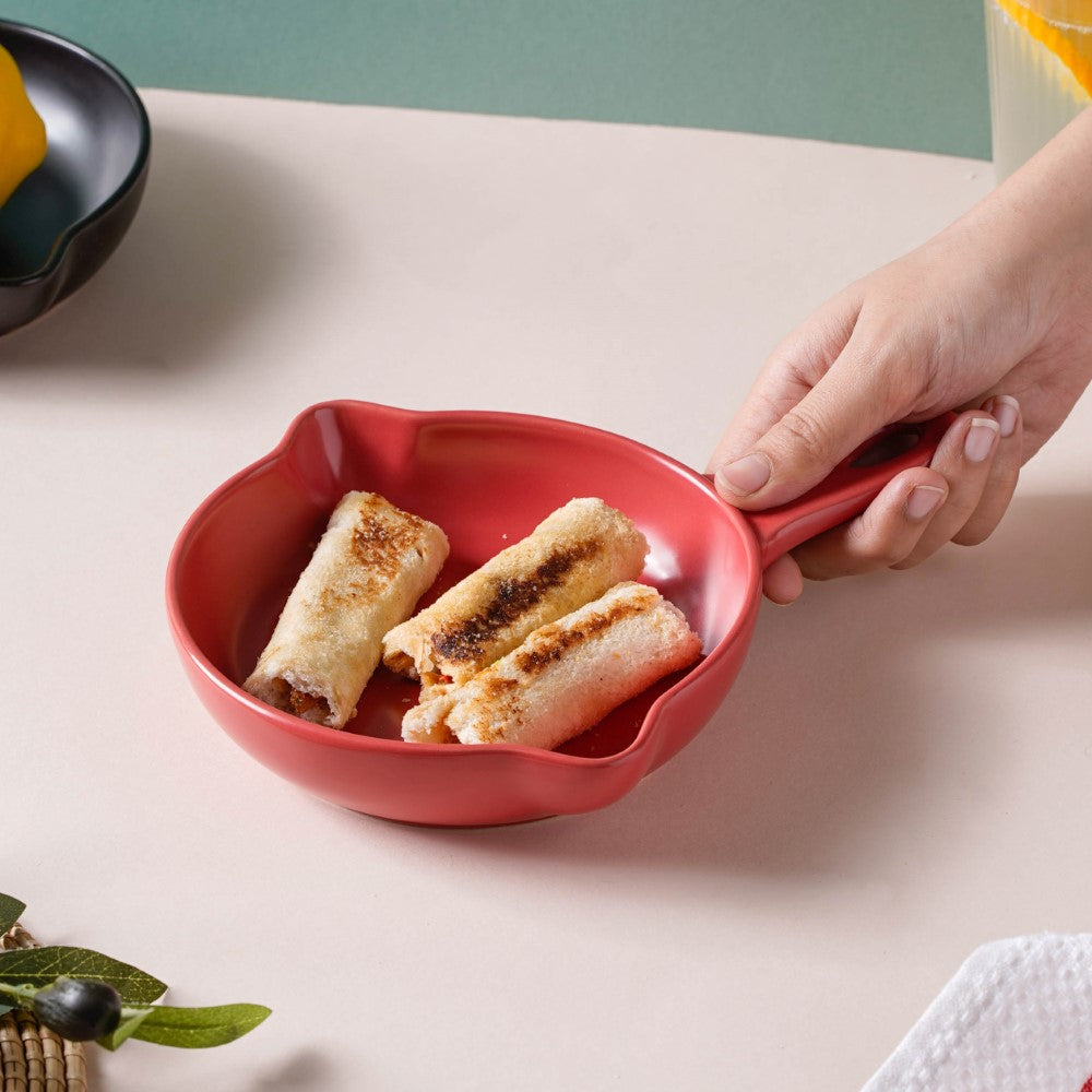 Red Ceramic Dish With Handle