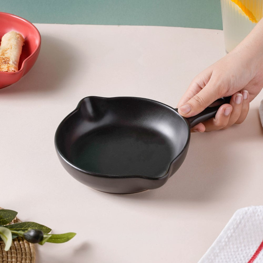 Black Ceramic Dish With Handle