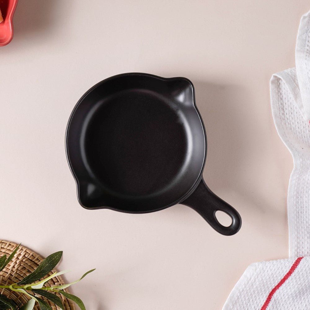 Black Ceramic Dish With Handle