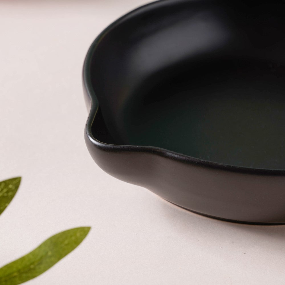 Black Ceramic Dish With Handle