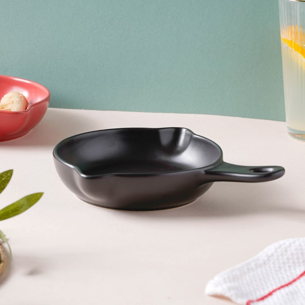 Black Ceramic Dish With Handle