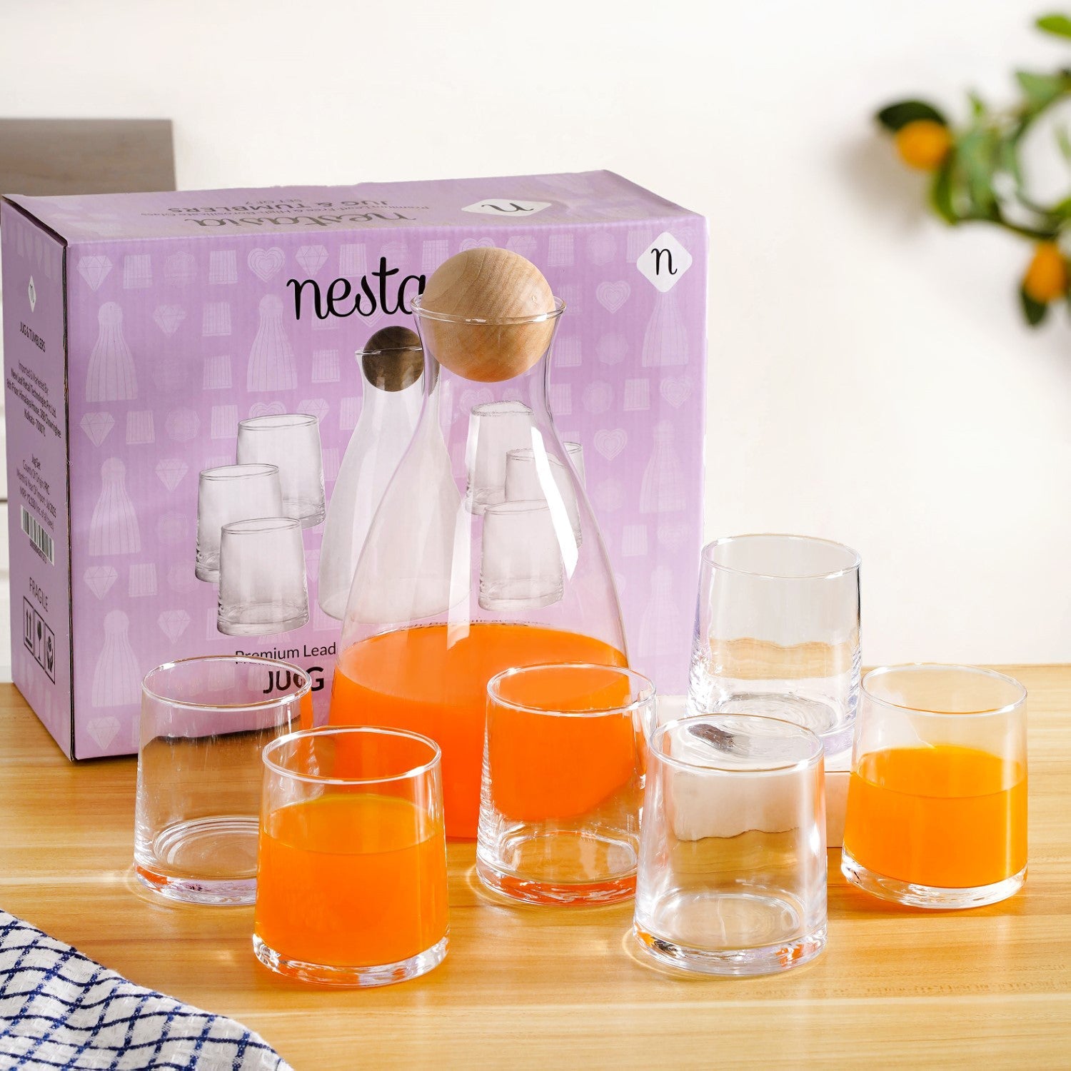 Glass Decanter With Glasses Set Of 7