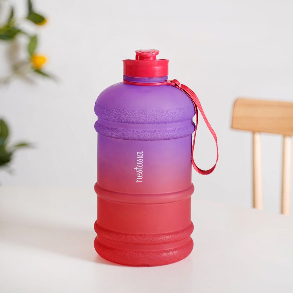 AquaBurst Large Gym Water Bottle With Handle Ombre Purple Red 2200ml