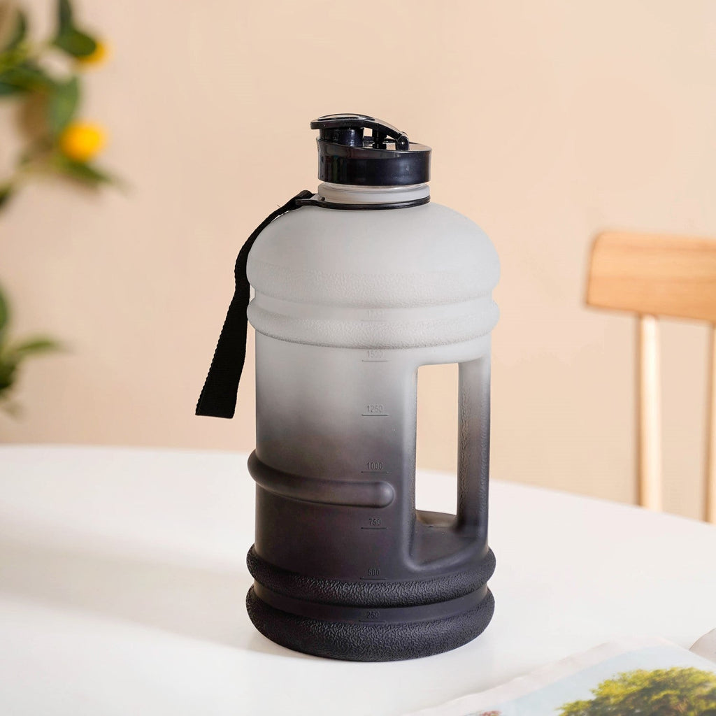 AquaBurst Fitness Gallon Water Bottle Ombre Grey Black 2200ml