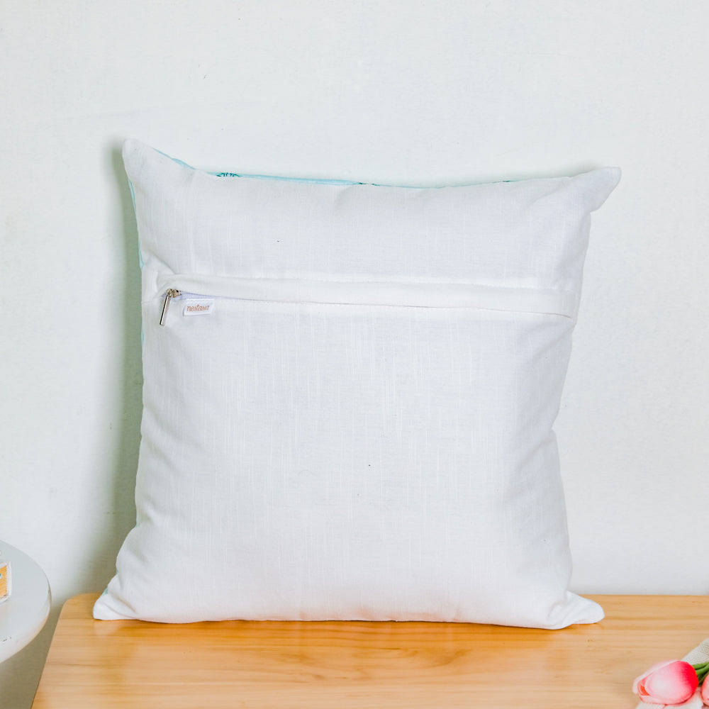 Red Orchids Hand Embroidery Velvet Cushion Cover 16 inch