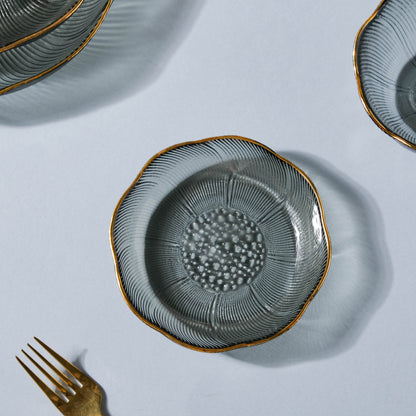 Flower Glass Dessert Plate Grey