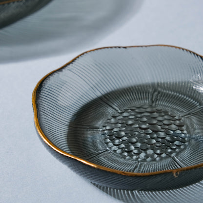 Flower Glass Dessert Plate Grey